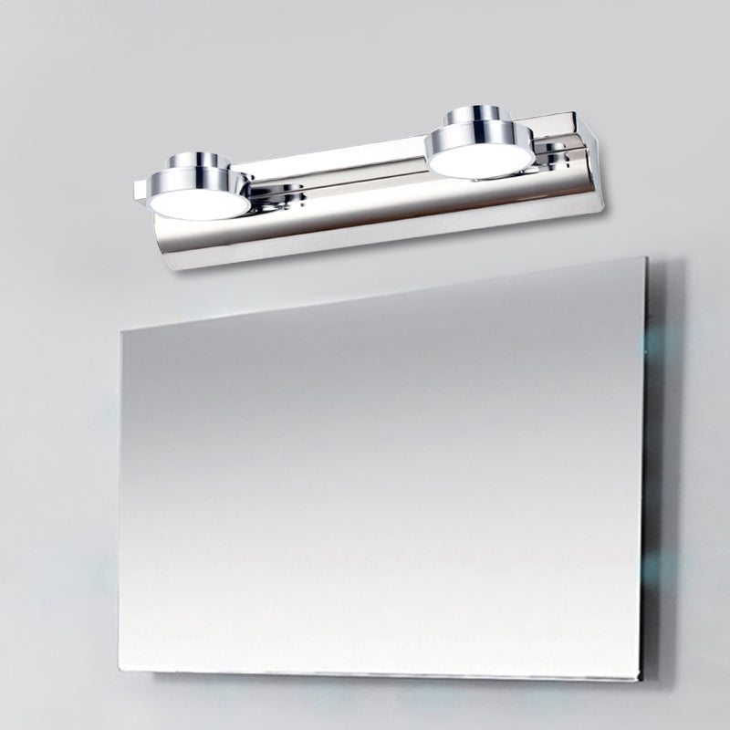 Contemporary Round Wall Lamp - Stainless Steel with 2/3 Lights and Warm/White Light, Silver Finish, Acrylic Shade