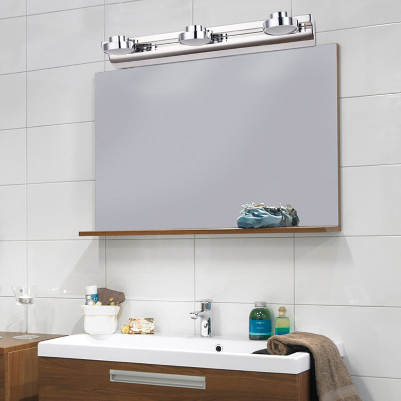 Contemporary Round Wall Lamp - Stainless Steel with 2/3 Lights and Warm/White Light, Silver Finish, Acrylic Shade