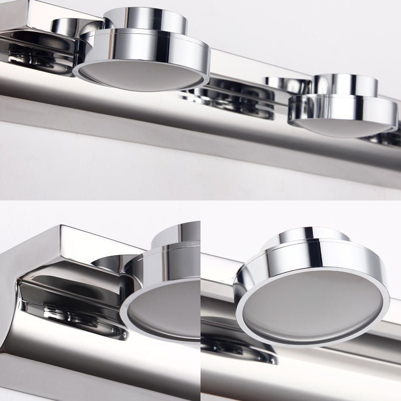 Contemporary Round Wall Lamp - Stainless Steel with 2/3 Lights and Warm/White Light, Silver Finish, Acrylic Shade