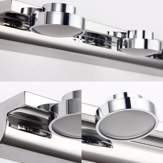 Contemporary Round Wall Lamp - Stainless Steel with 2/3 Lights and Warm/White Light, Silver Finish, Acrylic Shade