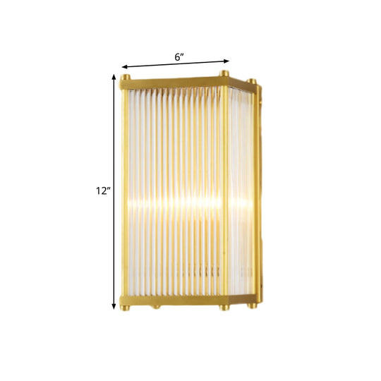 Modern Translucent Crystal Cuboid Wall Sconce Light, Gold Surface, 12"/19.5" Wide