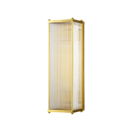 Modern Translucent Crystal Cuboid Wall Sconce Light, Gold Surface, 12"/19.5" Wide