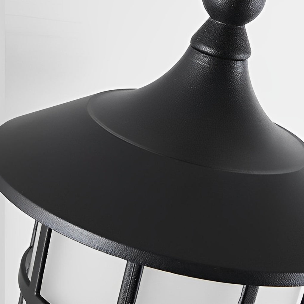 Retro Round Three Step Dimming Black Solar Wall Sconce Waterproof