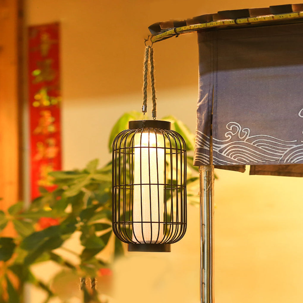 Classic Iron Lantern Solar Lawn Lamp Waterproof Portable Outdoor Light