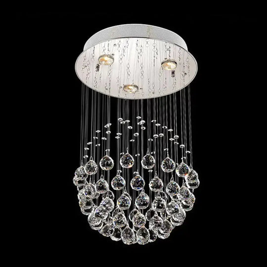 Contemporary Crystal Flushmount Light Fixture - Ideal for Restaurants - Stainless Steel Finish - 3/5/14 Bulbs