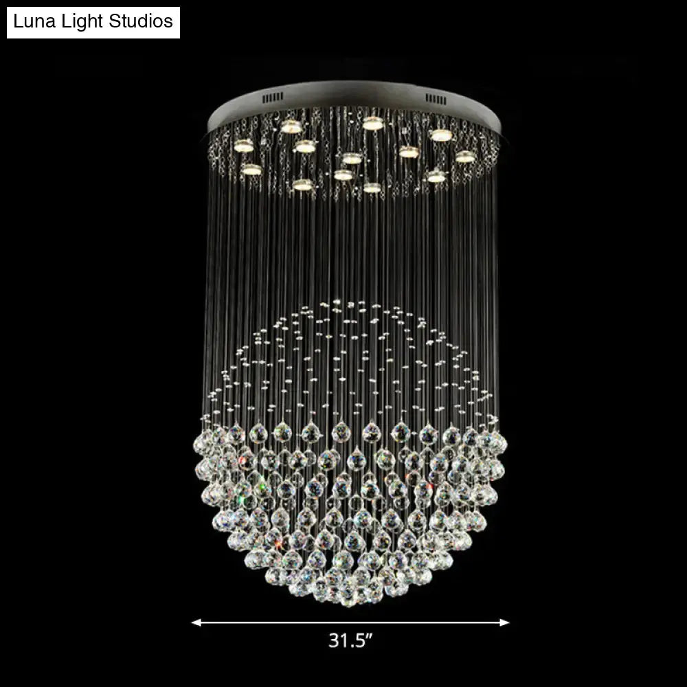 Contemporary Crystal Flushmount Light Fixture - Ideal for Restaurants - Stainless Steel Finish - 3/5/14 Bulbs