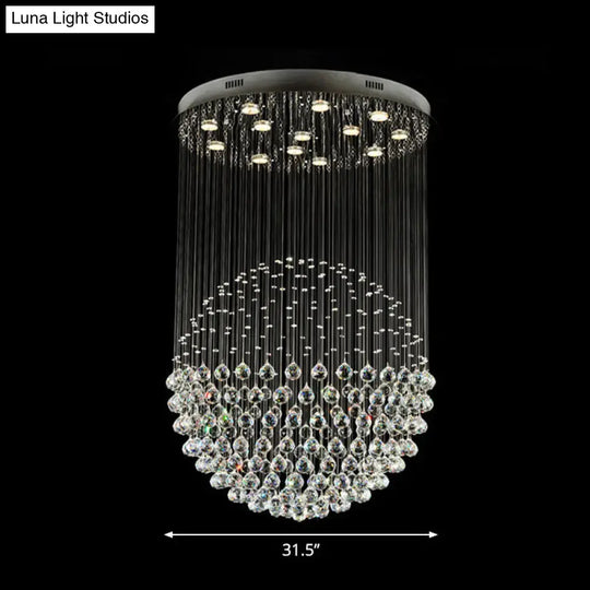 Contemporary Crystal Flushmount Light Fixture - Ideal for Restaurants - Stainless Steel Finish - 3/5/14 Bulbs