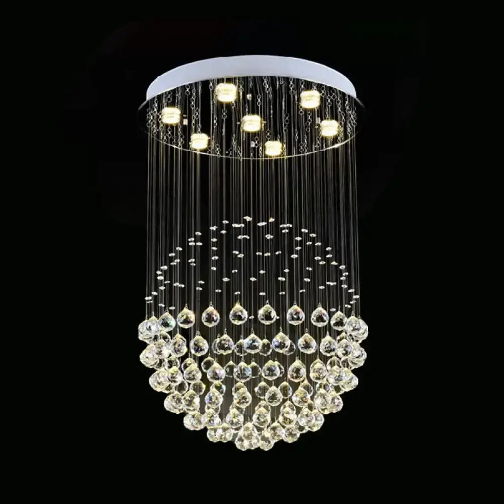 Contemporary Crystal Flushmount Light Fixture - Ideal for Restaurants - Stainless Steel Finish - 3/5/14 Bulbs