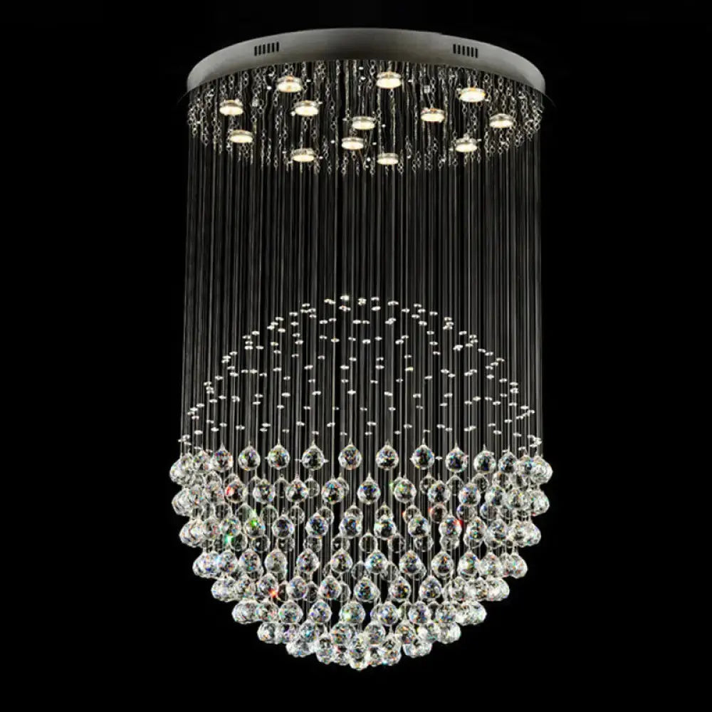 Contemporary Crystal Flushmount Light Fixture - Ideal for Restaurants - Stainless Steel Finish - 3/5/14 Bulbs