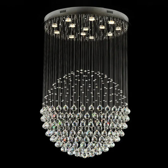 Contemporary Crystal Flushmount Light Fixture - Ideal for Restaurants - Stainless Steel Finish - 3/5/14 Bulbs