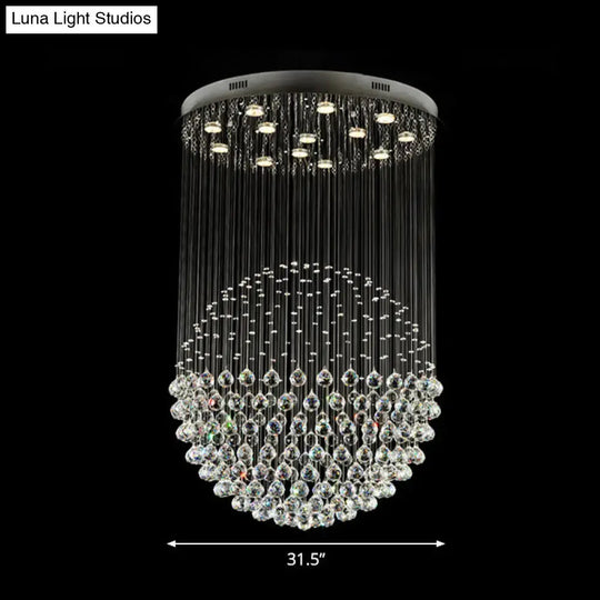 Contemporary Crystal Flushmount Light Fixture - Ideal for Restaurants - Stainless Steel Finish - 3/5/14 Bulbs