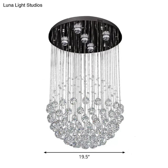 Contemporary Crystal Flushmount Light Fixture - Ideal for Restaurants - Stainless Steel Finish - 3/5/14 Bulbs