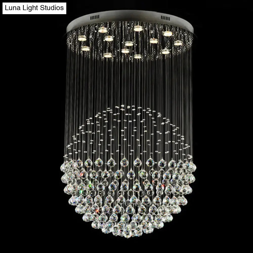 Contemporary Crystal Flushmount Light Fixture - Ideal for Restaurants - Stainless Steel Finish - 3/5/14 Bulbs