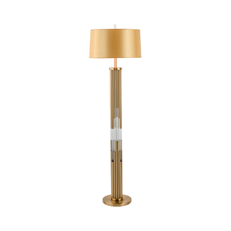 Contemporary Gold Floor Lamp with Crystal Tubes Stand & Reading Light