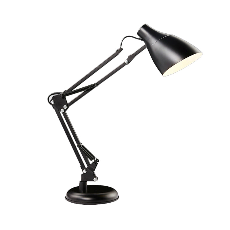 Modern Black/White Multi-Joint Task Desk Lamp - Cone Shade, 1-Light Metallic Lighting for Study Room