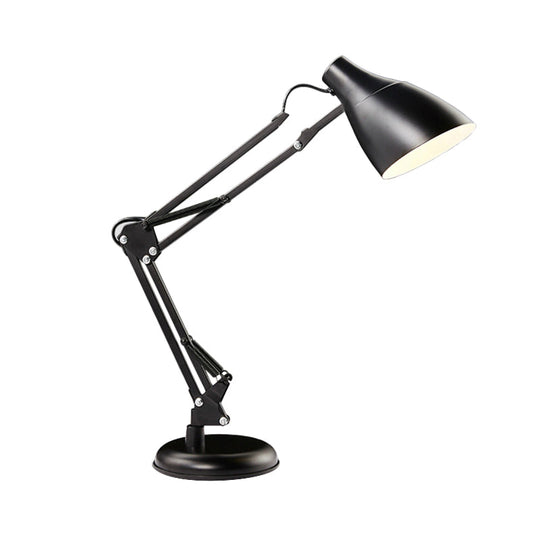 Modern Black/White Multi-Joint Task Desk Lamp - Cone Shade, 1-Light Metallic Lighting for Study Room