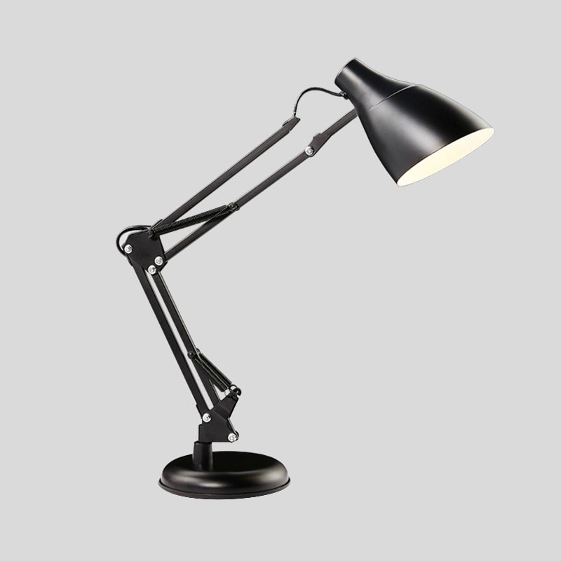 Modern Black/White Multi-Joint Task Desk Lamp - Cone Shade, 1-Light Metallic Lighting for Study Room