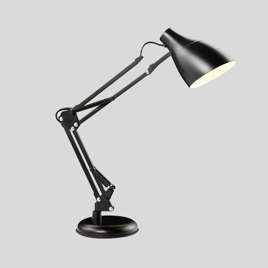 Modern Black/White Multi-Joint Task Desk Lamp - Cone Shade, 1-Light Metallic Lighting for Study Room
