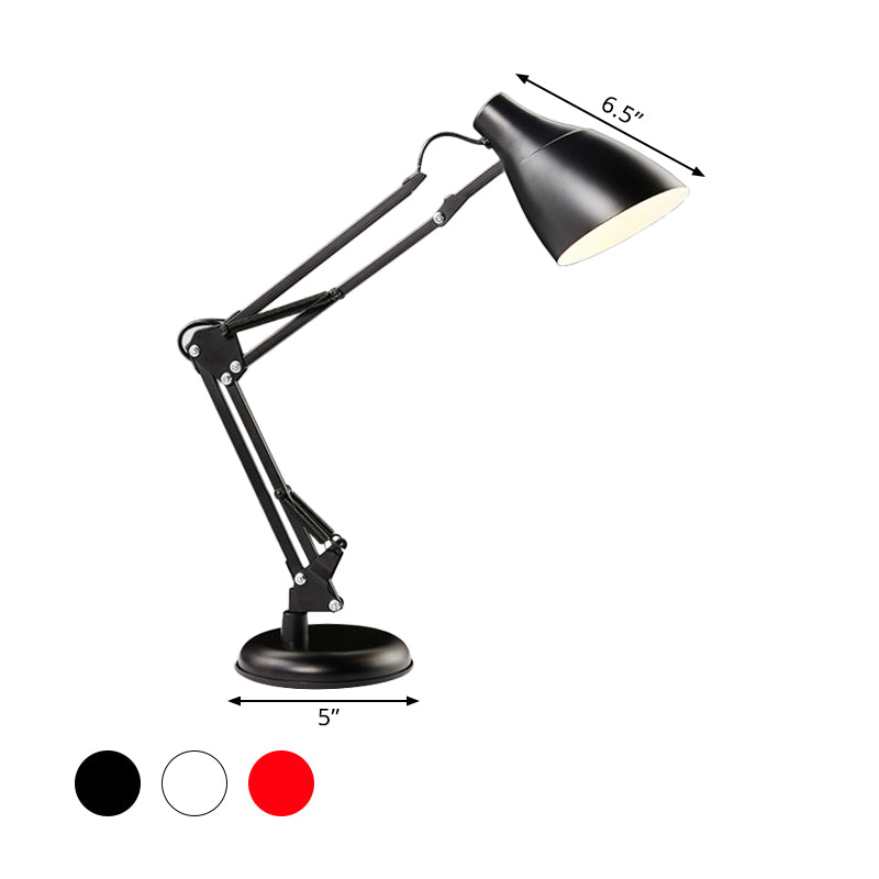 Modern Black/White Multi-Joint Task Desk Lamp - Cone Shade, 1-Light Metallic Lighting for Study Room