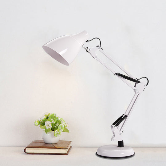 Modern Black/White Multi-Joint Task Desk Lamp - Cone Shade, 1-Light Metallic Lighting for Study Room