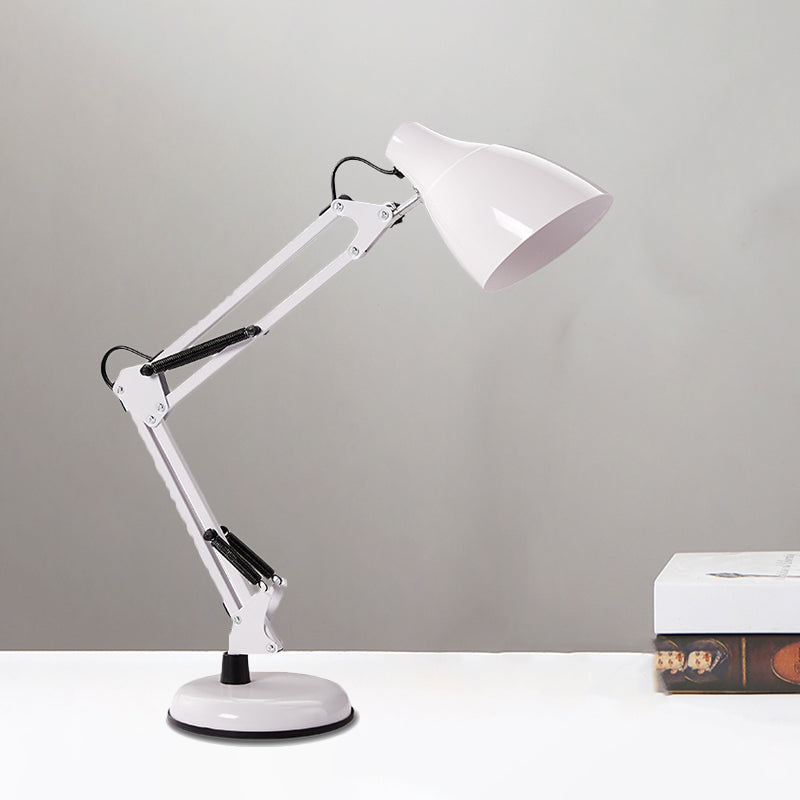 Modern Black/White Multi-Joint Task Desk Lamp - Cone Shade, 1-Light Metallic Lighting for Study Room