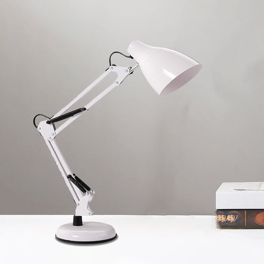 Modern Black/White Multi-Joint Task Desk Lamp - Cone Shade, 1-Light Metallic Lighting for Study Room
