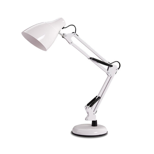 Modern Black/White Multi-Joint Task Desk Lamp - Cone Shade, 1-Light Metallic Lighting for Study Room