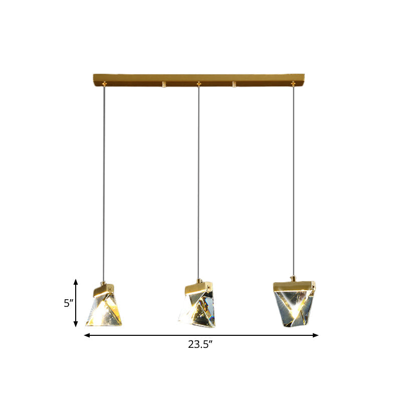 Modern Crystal LED Pendant Ceiling Lamp for Dining Hall - Clear Polyhedron Design