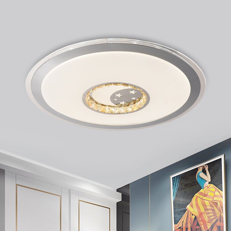 Contemporary White Crystal LED Ceiling Light for Sleeping Room with Stunning Heart/Moon/Star Designs