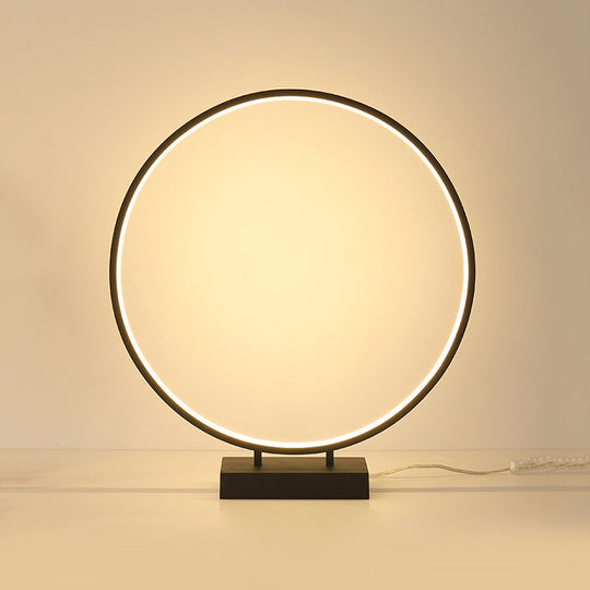10", 12", 16" Dia Ring Desk Lamp - Simplicity Acrylic LED Light - Black/White - Warm/White Light