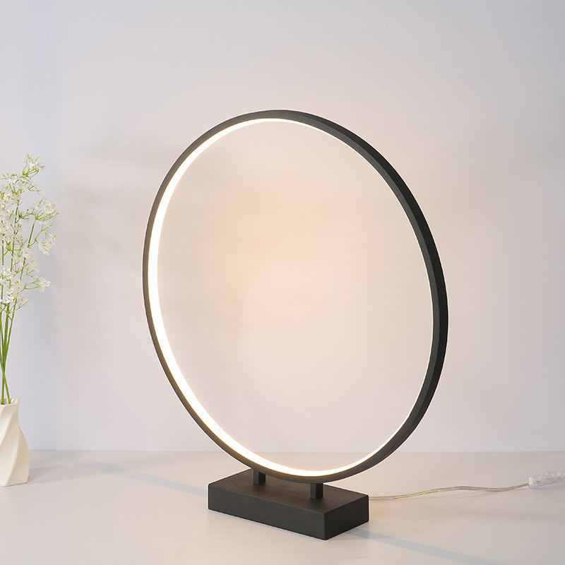 10", 12", 16" Dia Ring Desk Lamp - Simplicity Acrylic LED Light - Black/White - Warm/White Light