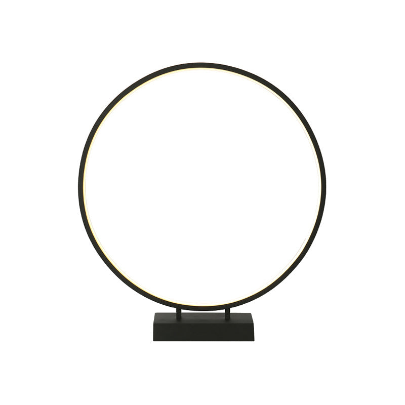 10", 12", 16" Dia Ring Desk Lamp - Simplicity Acrylic LED Light - Black/White - Warm/White Light
