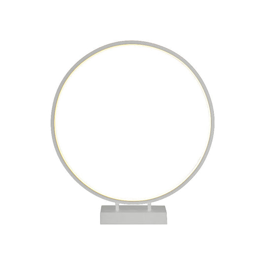 10", 12", 16" Dia Ring Desk Lamp - Simplicity Acrylic LED Light - Black/White - Warm/White Light