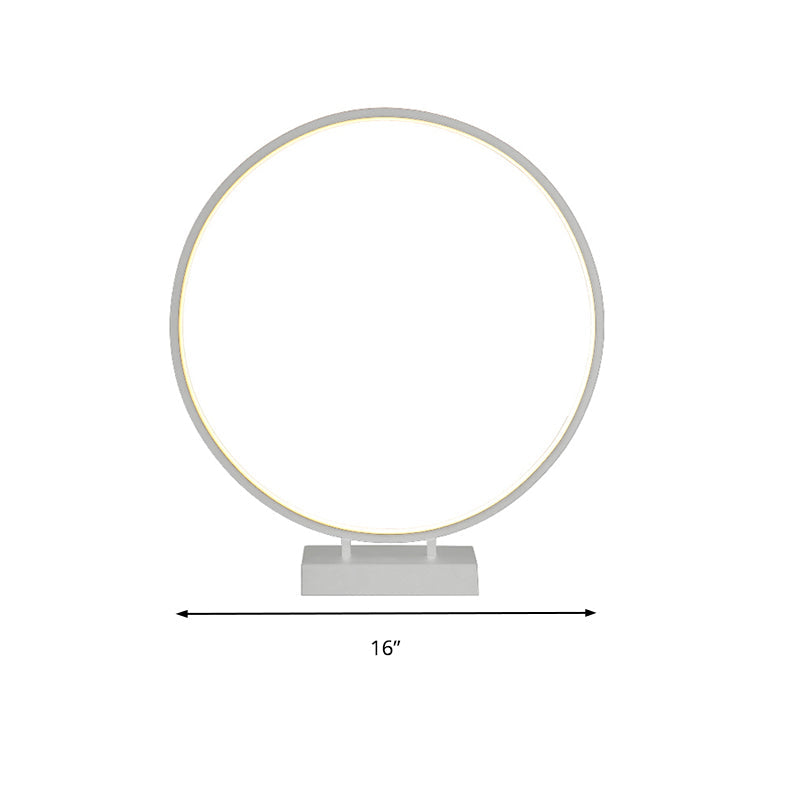 10", 12", 16" Dia Ring Desk Lamp - Simplicity Acrylic LED Light - Black/White - Warm/White Light