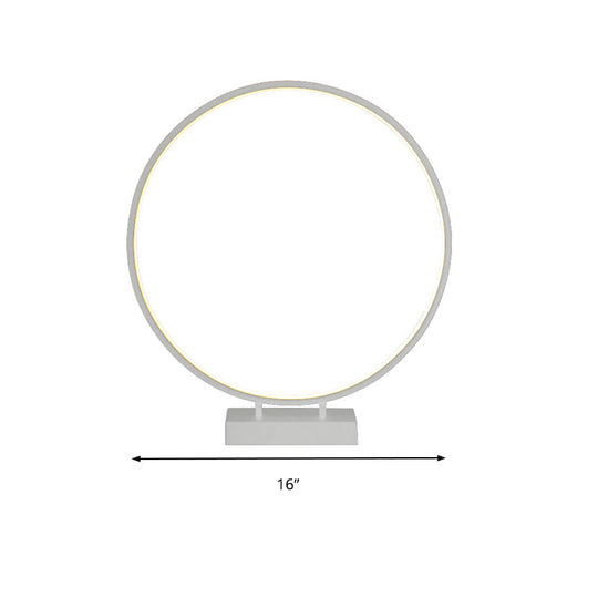 10", 12", 16" Dia Ring Desk Lamp - Simplicity Acrylic LED Light - Black/White - Warm/White Light