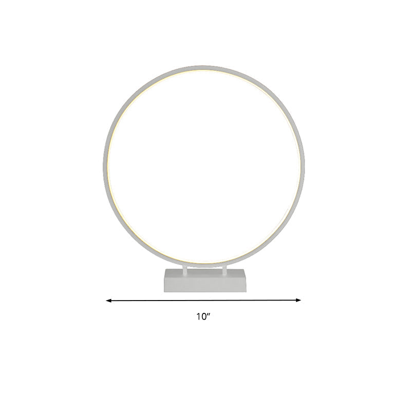 10", 12", 16" Dia Ring Desk Lamp - Simplicity Acrylic LED Light - Black/White - Warm/White Light