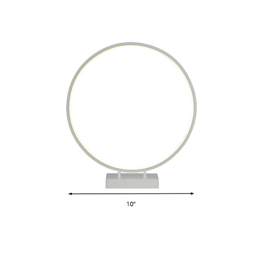 10", 12", 16" Dia Ring Desk Lamp - Simplicity Acrylic LED Light - Black/White - Warm/White Light