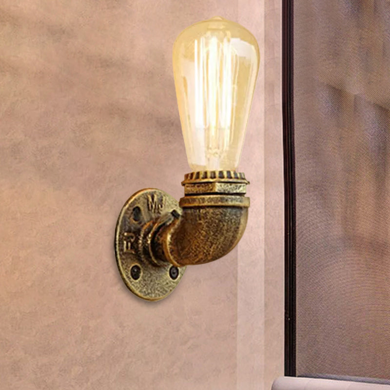 Rustic Bare Bulb Wall Sconce Lighting: Stylish Metal, 1 Head, Black/Bronze - Perfect for Living Room