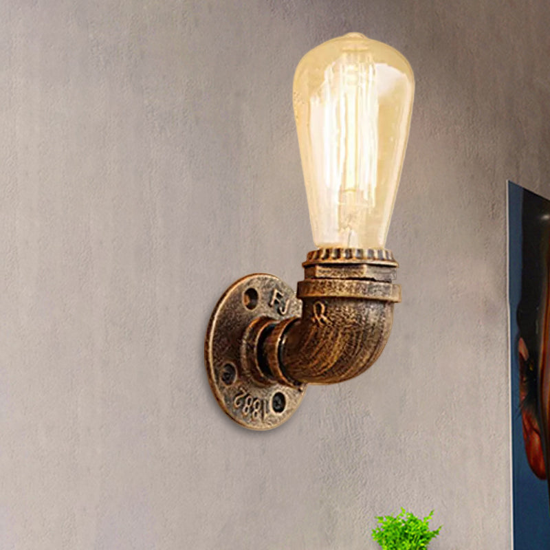 Rustic Bare Bulb Wall Sconce Lighting: Stylish Metal, 1 Head, Black/Bronze - Perfect for Living Room
