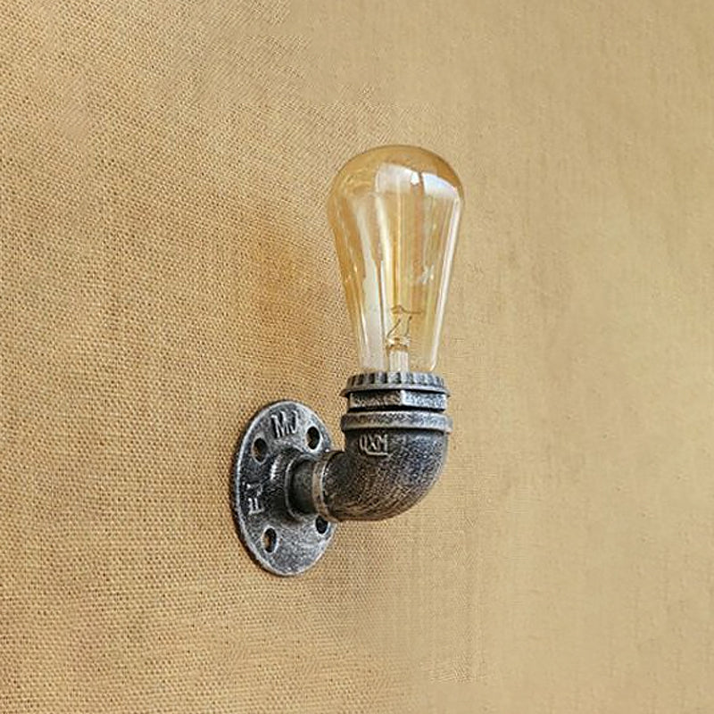 Rustic Bare Bulb Wall Sconce Lighting: Stylish Metal, 1 Head, Black/Bronze - Perfect for Living Room