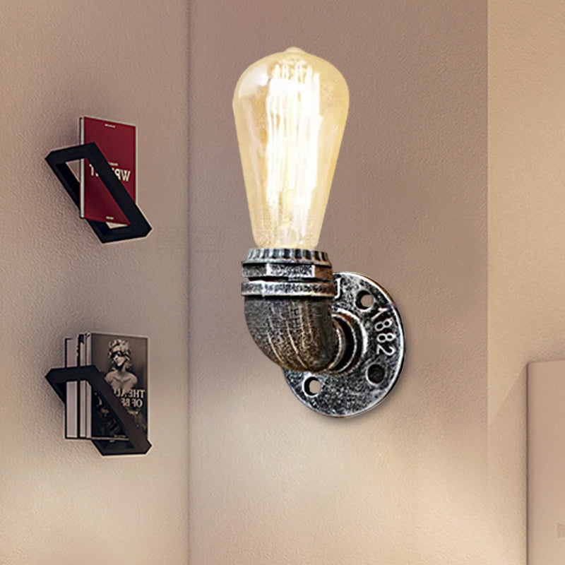Rustic Bare Bulb Wall Sconce Lighting: Stylish Metal, 1 Head, Black/Bronze - Perfect for Living Room
