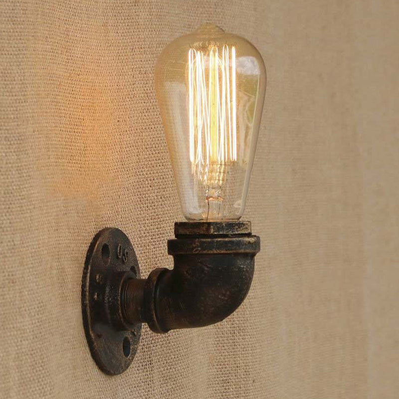 Rustic Bare Bulb Wall Sconce Lighting: Stylish Metal, 1 Head, Black/Bronze - Perfect for Living Room