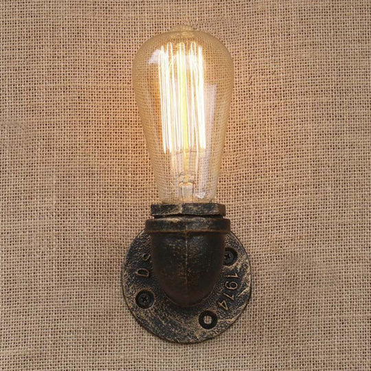 Rustic Bare Bulb Wall Sconce Lighting: Stylish Metal, 1 Head, Black/Bronze - Perfect for Living Room