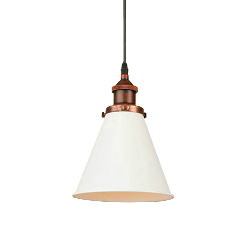 Retro Style Metal Pendant Light with Black/Chrome/Rust Finish - Ideal for Kitchen - 1 Bulb Hanging Ceiling Lighting