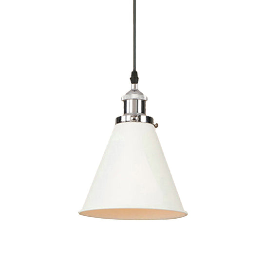 Retro Style Metal Pendant Light with Black/Chrome/Rust Finish - Ideal for Kitchen - 1 Bulb Hanging Ceiling Lighting