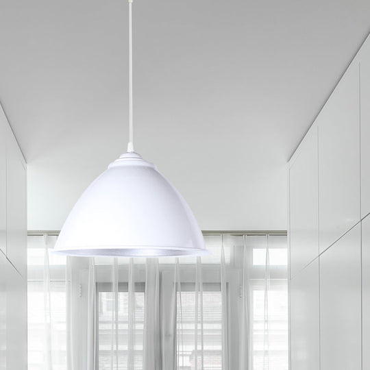 Metallic Industrial Hanging Ceiling Light with Adjustable Cord - 1 Head Pendant Lamp (Black/White/Red)