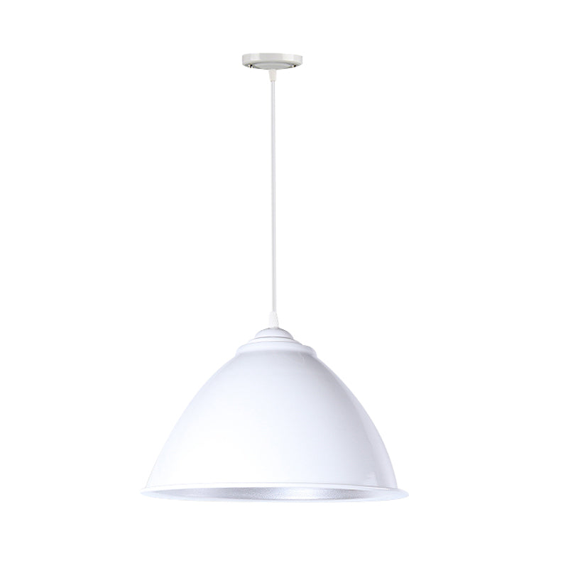 Metallic Industrial Hanging Ceiling Light with Adjustable Cord - 1 Head Pendant Lamp (Black/White/Red)