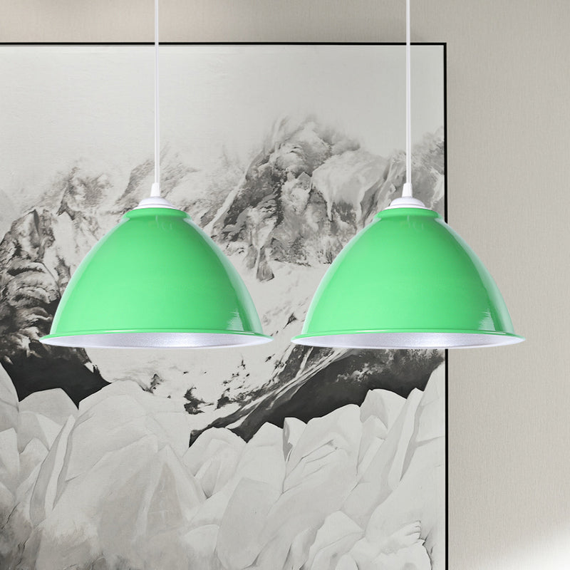 Metallic Industrial Hanging Ceiling Light with Adjustable Cord - 1 Head Pendant Lamp (Black/White/Red)