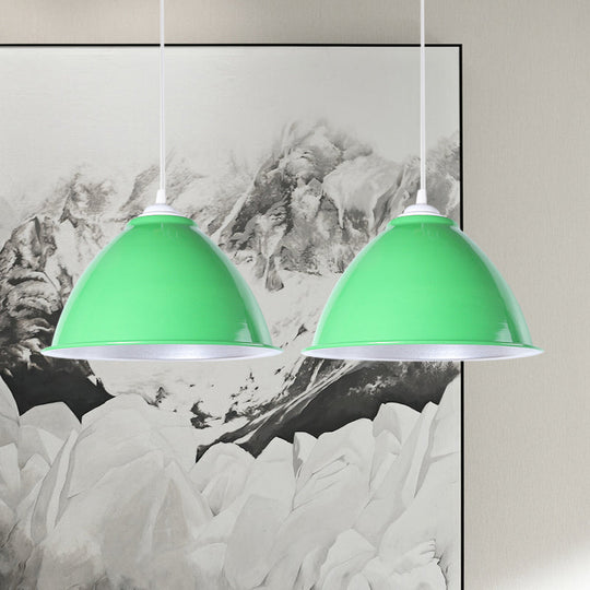 Metallic Industrial Hanging Ceiling Light with Adjustable Cord - 1 Head Pendant Lamp (Black/White/Red)