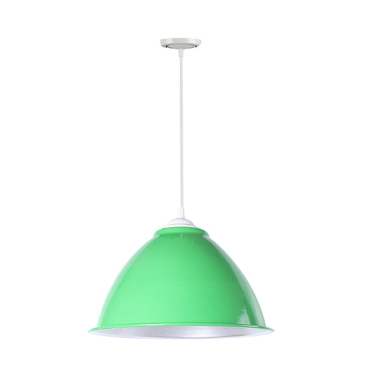 Metallic Industrial Hanging Ceiling Light with Adjustable Cord - 1 Head Pendant Lamp (Black/White/Red)